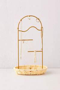 Geometric Jewelry Organizer with Mirror Multi-functional Jewelry Holder for Earrings Rings Necklaces Stylish Home Decor Stand - Product Image 5
