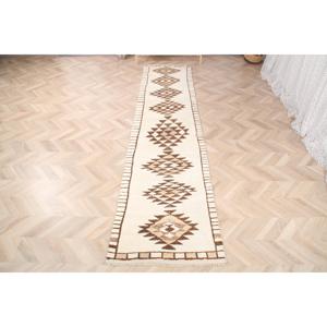 2.5x10.5 ft Vintage Turkish <b>Rug</b>, <b>Runner</b> <b>Rug</b>, Brown Herki Striped <b>Rug</b> - Product Image 2