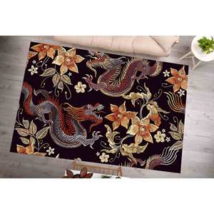 Tapis imprimé avec motif de dragon asiatique, grand, épais, coloré, antidérapant, tapis en chenille - Product Image 3