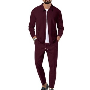Traje deportivo de ocio juvenil para hombres Chaqueta y pantalones de color sólido para primavera y otoño Estilo informal transpirable - Product Image 2