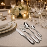 Ensemble de couverts modernes en acier inoxydable à poignée robuste, couteau, fourchette, cuillère, finition polie miroir, pour hôtels et restaurants, vente en gros