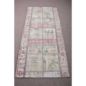 Vintage Turkish Rug 3,3x6,<b>9</b> ft, Red Ikat Wool Rug - Product Image 1