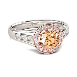 Jeulia Anniversary <b>Ring</b>-<b>Split</b> Shank Halo Round Cut Sterling Silver - Product Image 2