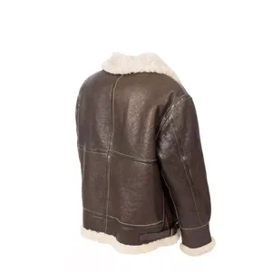 <b>Sheepskin</b> B3 Flight Brown Leather <b>Jacket</b> - Product Image 4