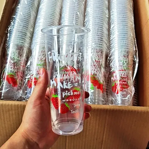 Vasos Desechables Ecológicos de Plástico de Pared Simple para Bebidas Frías, Té con Leche, Té Boba, Café, con Logotipo Personalizado, Venta al Por Mayor - Product Image 1