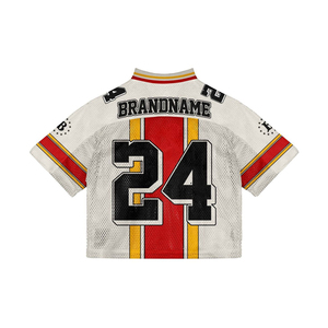 Logo personnalisé Team Building Football Jersey Rétro Vintage Cropped Mesh Top Extérieur Lettre Imprimer Boxy Football T-shirts pour Hommes - Product Image 4