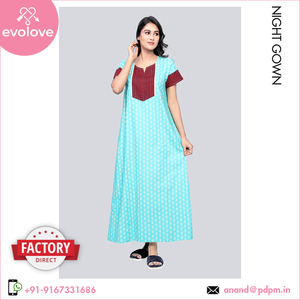 Optimum Quty 100% algodón Vestido de noche largo para mujer Bk Proveedor de venta ampliamente verde azul Color Logo Ropa de dormir Uso en el hogar Verano - Product Image 5