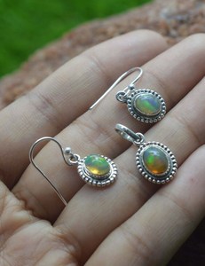 Natural Ethiopian <b>Opal</b> 925 Sterling Silver Handmade Designer Customized <b>Earring</b> Pendant Beautiful Set For Women - Product Image 2