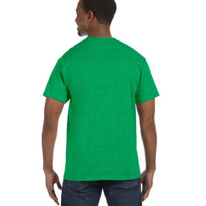 Camisetas de cuello redondo de algodón pesado de manga corta para hombre 220 Gsm algodón Color verde con patrón impreso camiseta - Product Image 3