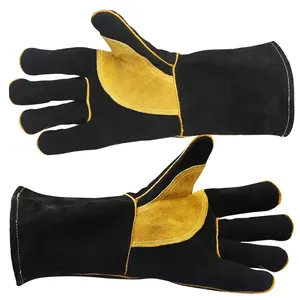 热卖焊接手套皮革分体天然手掌增强衬里全衬里拇指翼安全手套批发