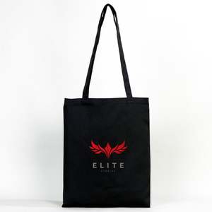 Wholesale Black Cotton Tote <b>Bag</b> 14x16 Medium Size Canvas Custom Printed Letter <b>Long</b> Heat Transfer Recyclable for Advertising - Product Image 3