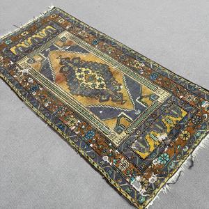 Alfombra de 3.3x6.3 pies, Alfombra Turca Vintage, Alfombra de Lana Azul - Product Image 2