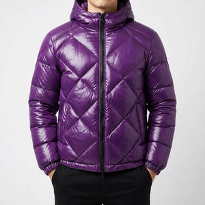 Nouvelle veste matelassée à capuche brillante pour homme, en duvet de canard, manteau d'hiver personnalisable, vente en gros OEM/ODM, vêtements d'extérieur d'hiver - Product Image 1