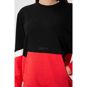 Tommylife Wholesale Crew Neck Oversize Women's <b>Sweatshirt</b> 97289 <b>Black</b> - <b>BLACK</b> - Product Image 4