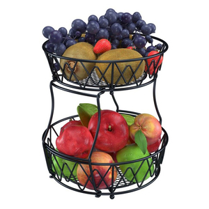 Metal two tier fruit basket <b>for</b> <b>kitchen</b> and dining keeps produce fresh saves space stylish and durable <b>storage</b> solution - Product Image 4