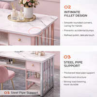 Table de Manucure Ergonomique Minimaliste en Acier Inoxydable avec Rangement, Mobilier de Salon Personnalisé, Table de Spa pour Ongles pour Salon de Beauté et Usage Commercial