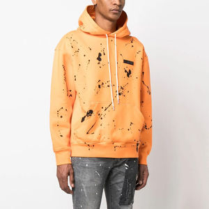 Streetwear personnalisé nouvelle mode Éclaboussures de goutte épaule Logo Patch coton Jersey polaire entièrement imprimé conception à capuche pour hommes - Product Image 4