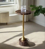 Table de boisson décorative pour la maison moderne avec incrustation de motif brun noir pliable et enduit noir fabriqué par des exportations flagrantes