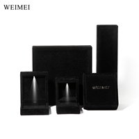 WEIMEI Maßgeschneiderte LED Samt Schmuckschatulle Schwarz für Ringe Halsketten Armbänder Ohrringe Luxus Schmuckverpackung
