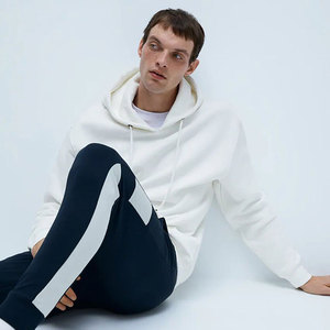 Logotipo personalizado de invierno de gran tamaño Crop Boxy Fit Side Stripe Distress Bordado Zip Hoodies Conjunto de pantalones de chándal SweatSuit Hombres Baggy 100% - Product Image 6