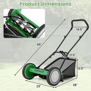 Top Performance 16-Inch <b>Lawn</b> <b>Mower</b> with 5 Steel Blades and Grass Catcher Bag Easy <b>Push</b> Model - Product Image 6