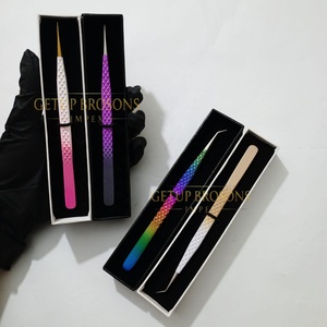 แหนบดึงขนตา GETUP BROSONS IMPEX รุ่น Slim Long Isolation แบบกำหนดเองได้ สองสี ด้ามจับเพชร ป้องกันแม่เหล็ก ทนทาน ทำจากสแตนเลส - Product Image 6
