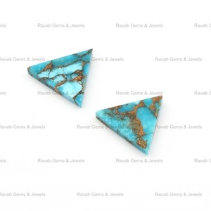 New Arrival 12mm Smooth Flat <b>Triangle</b> Shape Mohave Kingman Blue Copper Turquoise Natural Loose for Jewelry Wholesale Making - Product Image 4