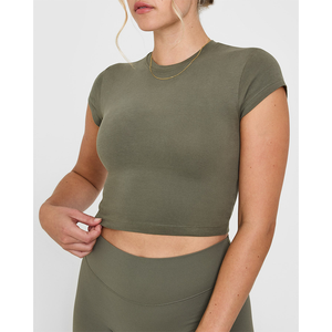 เสื้อยืดสตรีผ้าคอตตอน100% สีเขียวอัลไพน์ใส่สบายน้ำหนักเบาระบายอากาศได้ดี & มีสไตล์ดีไซน์เนอร์เสื้อยืดออกกำลังกายใส่ผ่อนคลาย