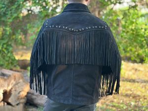 Fabricants Veste de moto personnalisée pour hommes en toile polyester noire à franges style vintage imperméable et coupe-vent - Product Image 5