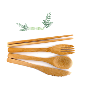 High Quality Bamboo Cutlery Set With Logo and Disposable From Manufacturer Eco2go Vietnam - Product Image 1