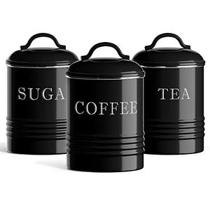 Kitchenware Storage <b>Canisters</b> <b>Set</b> With Sky Blue Finished Decorative Metal Sugar Coffee & Tea <b>Canister</b> and Pots - Product Image 3