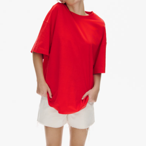 100 Cotton 305gsm Short Sleeve Breathable Casual Style for Summer High Quality <b>Weight</b> <b>Ladies</b> Loose T-Shirt Decorated with Letter - Product Image 3