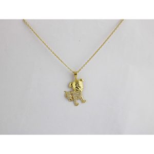 สร้อยคอจี้รูปสุนัขสีเหลืองทอง14K ประดับเพชรธรรมชาติของขวัญครบรอบปีเครื่องประดับแฟชั่น - Product Image 2
