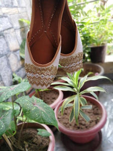 Embroidered Velvet Ladies' Juttis Floral Embroidered Punjabi Khussa Handcrafted Ethnic Juttis at Low Price by LUXURY CRAFTS - Product Image 2