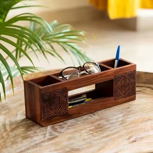 Wooden Desk <b>Pen</b> Holder Stand <b>Organizer</b> Handmade Stylish Multi Storage for Office Home Study Space Ideal for <b>Pens</b> - Product Image 4
