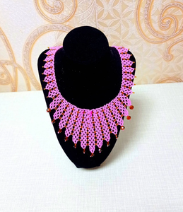 Trendy Beaded Scarf.Beaded Collar.Natural Stones.Necklace with Crystals Fringe Beaded Bandana - Product Image 1