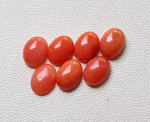 Italian Natural Red <b>Coral</b> Oval Shape Cabochon Gemstones for <b>Jewelry</b> Making Calibrated Loose Stones 6X8 MM Size Quality - Product Image 2