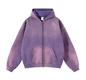 Hommes en détresse délavés surdimensionnés lourds femmes couleur unie décontracté automne hiver - Product Image 5