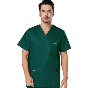 Haut de blouse d'infirmière unisexe d'été, personnalisable avec logo (service OEM), à manches courtes, en sergé d'hôpital élastique, avec détection d'aiguilles et thermocollage sans couture - Product Image 3