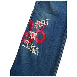 กางเกงยีนส์ผ้าฝ้ายสไตล์ญี่ปุ่นคลาสสิกแบบโมเดิร์น  ขนาดสั่งตัดได้  เสื้อผ้าสตรี  ยีนส์สตรีทแวร์  สีน้ำเงินกลาง  งานฝีมือระดับพรีเมียม  งานทำมือ - Product Image 4