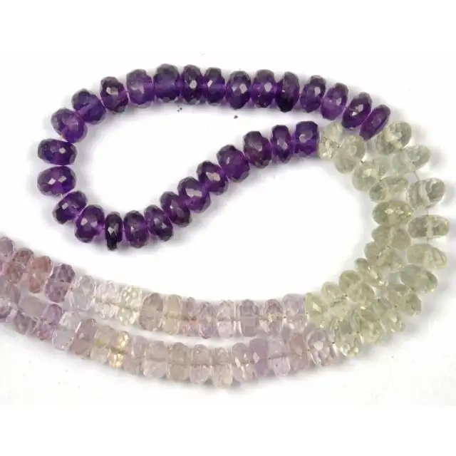 Multi Amethyst Gemstone Beads Rondelle Shape Faceted Beads For Drilled Green Amethyst Beads Jewelry Making