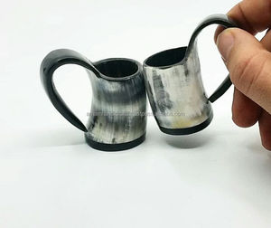Cuerno de buey para beber vikingo Taza de cuerno auténtico con funda de cinturón de cuero soporte de hierro Taza de cuerno natural DE ARTESANÍA DE LUJO A PRECIO BAJO - Product Image 3