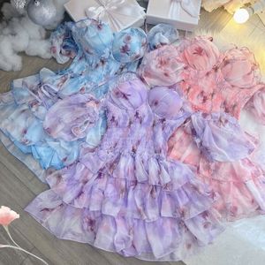 Vestido corto juvenil con diseño floral y efecto Ombre: perfecto para ropa informal, combina comodidad y estilo de moda - Product Image 6