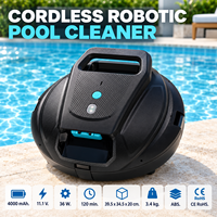 Nettoyeur de piscine robotisé automatique sans fil pour piscine hors sol à fond plat, CE RoHS, 4000 mAh, 120 min, avec navigation gyroscopique intelligente