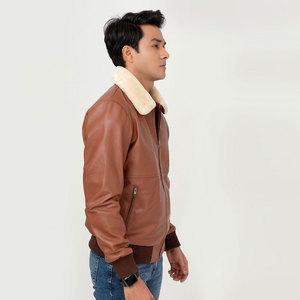 Tenue tendance Vente en ligne Veste en cuir en fausse fourrure tendance High Street Veste en cuir en fausse fourrure pour hommes de qualité supérieure - Product Image 6