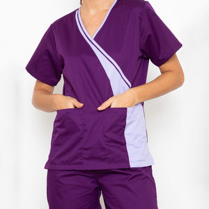 Color púrpura personalizado poliéster algodón manga corta mujeres quirúrgico Scrub conjuntos Hospital médicos trajes enfermera uniforme ropa - Product Image 4