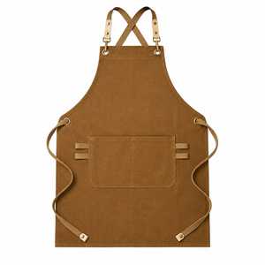 Tablier classique jaune en toile 100 % coton écologique avec taille ajustable et poche avant pour la cuisine, le jardinage et le barbecue - Product Image 5