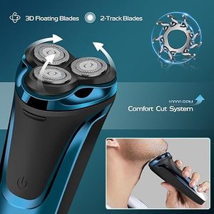 Afeitadora Eléctrica Blau Mini para Hombre, Triple Cuchilla, IPX7 Impermeable, Uso en Seco o Húmedo, Afeitadora Facial o Rotatoria de Repuesto - Product Image 1