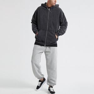2023 moda unisex ropa de calle polar lavado ácido doble algodón cremallera sudaderas con capucha para hombres - Product Image 1