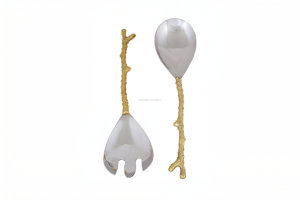 ชุดเซิร์ฟเวอร์สลัดด้ามจับสาขาต้นไม้ทองเหลืองคุณภาพสูงหรูหรา - Product Image 6